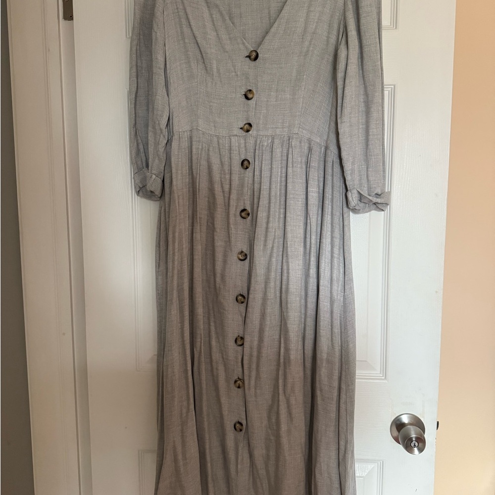 Zara Flowy Button-Down Dress with Pockets